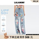 LALABOBO[防曬防紫外線]趣味闊腿褲女2025夏新款寬松百搭長褲LBEB-WXZC22 藍(lán)色 輕薄 L