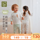 拉比兒童內(nèi)衣套裝純棉男女童寶寶長(zhǎng)袖圓領(lǐng)25春夏新款空調(diào)服2套裝 肩開服套裝-淺綠 2套裝 90 cm