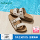 熱風(fēng)女鞋復(fù)古勃肯拖2025年夏季新款百搭外穿沙灘拖鞋度假休閑軟木拖女 03米色(合成革H62W25649) 39