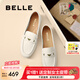 百麗（Belle）秀氣樂福鞋女2025秋新商場同款質感羊皮通勤樂福鞋E3C1DCA5 米白 37