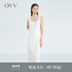 OVV2023春夏新款女裝H型修身包臀無袖方領休閑舒適針織裙 本白（凈色）10 L