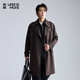 利郎輕時(shí)尚男裝【青年通勤】風(fēng)衣男長(cháng)款雙排扣翻駁領(lǐng)抗皺易打理外套 咖色（1K） M (165)
