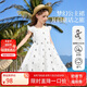 ASK JUNIOR小飛袖兒童純棉裙子夏蝴蝶結(jié)連衣裙女童度假風(fēng)裙 白色  140 