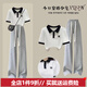 歐遙女大童套裝夏季12-15歲女孩衣服初中高中學(xué)生韓版寬松學(xué)院風(fēng)兩件 824白色上衣+灰褲 160 建議身高150-160cm12-13歲