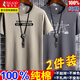 啄木鳥【2件裝】純棉短袖t恤男士裝夏季款寬松印花圓領(lǐng)半袖打底汗衫衣服 BR7卡其色+閃電鐵灰色 XL