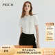 PRICH氣質(zhì)簡約半高領(lǐng)短袖襯衫2024夏季新款修身通勤知性上衣女 39象牙白色 XL 170