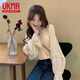 UKMR夏季雪紡長(zhǎng)袖襯衫女秋季韓版2025新款設(shè)計(jì)感小眾荷葉邊秋裝上衣潮 杏色【標(biāo)準(zhǔn)版】 均碼