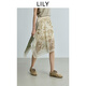 LILY綠洲信箋2025秋新款女裝波西米亞印花兩面穿不規(guī)則休閑半身裙 312芥綠 M