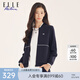 ELLE ACTIVE時(shí)尚棒球領(lǐng)運(yùn)動休閑外套女裝早春百搭通勤精致防風(fēng)保暖夾克女 藏青色 M