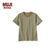 無印良品（MUJI）大童天竺編織圓領(lǐng)短袖T恤童裝打底衫兒童25年春季 CB1O1A5S 卡其色條紋 130 /64A