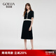 歌莉婭黑色連衣裙氣質(zhì)千金風(fēng)新款荷葉邊設(shè)計(jì)感拼接針織小黑裙1C4R4H5J0 00B黑色 L