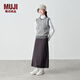 無印良品（MUJI）女式 安第斯羊毛提花編織背心 女裝上衣針織馬甲  BA1P3A4A 炭灰色圖案 M 160/84A
