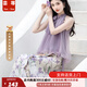 蕓蕁裙子女夏季2025新款南法式紫色網(wǎng)紗掛脖上衣鳶尾連衣裙子仙女套裝 紫色上衣+紫色半裙 S