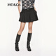 MO&Co.短裙2025秋新品高智學(xué)院風(fēng)立體工字褶中低腰半身裙MBE3SKT024 黑色 L