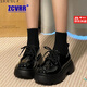 ZCVRR粗跟小皮鞋女2025年春夏季新款單鞋日系jk制服配裙子厚底樂福鞋 亮光黑 37 (235mm)