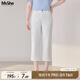 MsShe【直筒七分牛仔褲】大碼女裝2025新款夏季胖mm顯瘦小腳褲子 牛仔白色現貨 2XL