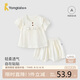 童泰（TONGTAI）女寶寶短袖套裝夏季嬰兒衣服內(nèi)衣女童短褲睡衣家居服米白100cm