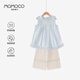 瑪米瑪卡（MOMOCO）女童夏裝套裝兩件套2025中大童時(shí)尚兩件套 164藍(lán)色 140