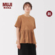 無印良品（MUJI）女式 泡泡紗 短袖罩衫 t恤上衣打底衫女款內(nèi)搭新品 BC2PDA5A 駝色 M (160/84A)