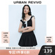 UR2025春季新款女裝撞色蕾絲飄帶U領無袖修身連衣裙UYY750014 黑色 M