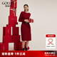 歌莉婭新年紅品連衣裙紅色新品顯瘦氣質(zhì)一字領(lǐng)針織連衣裙  1C1C4G2N0 53R椒紅 M