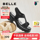 百麗（Belle）滿天星閃耀水鉆休閑涼鞋女2025夏新厚底增高涼鞋B2666BL5 黑色 36 (230mm)