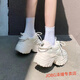 JOBG網(wǎng)紅ins珍珠鏈老爹鞋女2024春秋新款透氣百搭松糕厚底休閑運動鞋 米白色 40
