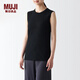 無印良品（MUJI）女式  羊毛 無袖T恤 女士背心女款 FCB05C4A 黑色 L（165/88A）