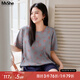MsShe【設(shè)計(jì)感重工燒花】大碼女裝2025夏裝胖mm巨顯瘦時(shí)髦短袖T恤 深灰色現(xiàn)貨 2XL