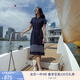 TOMMY HILFIGER【條紋裙擺】夏女氣質(zhì)休閑五?？凼昭@瘦POLO連衣裙76J5316 藏青色FAP M