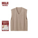 無印良品（MUJI）女式 羊絨 背心 針織毛衣女裝上衣外套冬季 BG69CC4A 棕色 L （165/88A）