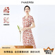 娜爾思（NAERSI）銀蔥雪紡法式印花風(fēng)情v領(lǐng)連衣裙夏新款氣質(zhì)度假裙 中紅色 XL 42