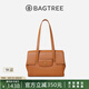 BAGTREE【明星同款】包包樹海豚包植鞣牛皮輕奢托特包大容量女士通勤女包 中號-焦糖色 能裝A4資料 高級小眾