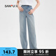 三福牛仔長(zhǎng)褲2025夏季休閑口袋蝴蝶結(jié)刺繡闊腿褲子女裝499817 牛仔淺藍(lán) 28