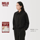 無印良品（MUJI）女式 易干 彈力泡泡紗 襯衫式夾克 女裝外套25年春夏上衣BD101A5S 黑色 M （160/84A）