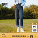 森馬（Semir）森柔牛仔|牛仔褲女毛邊小直筒褲2024冬季抓毛九分褲109724124004