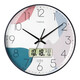 Timess 掛鐘表客廳2025新款時(shí)鐘萬(wàn)年歷溫度石英鐘簡(jiǎn)約免打孔表掛墻35cm