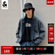杰克·瓊斯（JACK&JONES）春秋季新款男裝潮流上衣寬松長(zhǎng)袖刺繡休閑牛仔夾克外套男 中牛仔藍(lán) M 175