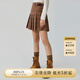 ELAND衣戀半身裙女美拉德學(xué)院風(fēng)格紋簡約高腰毛呢短裙百褶裙春季 棕色 160