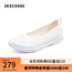 斯凱奇（Skechers）女鞋透氣蕾絲單鞋淺口夏季一腳蹬平底鞋軟底舒適透氣旅游鞋100686 白色/WHT 36.5