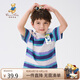 Classic Teddy精典泰迪男童T恤兒童短袖上衣童裝條紋夏裝百搭打底衫 紫綠  120 