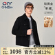 G|Y goldlion金利來(lái)GY【含羊毛/羊絨】夾克男秋冬季高級(jí)感保暖休閑毛呢外套 黑色 L
