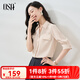 歐莎（OSA）V領(lǐng)半袖白色襯衫女夏季薄款襯衣職業(yè)高級(jí)感休閑通勤女士雪紡上衣 淺杏色 M