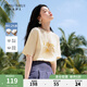 秋水伊人簡(jiǎn)約百搭圓領(lǐng)印花T恤2025年夏季新款日常通勤H型撞色上衣 米色 L