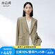 水云間寬松雙排扣正肩小西裝薄外套女2025春季新款綿羊毛混紡氣質(zhì)西服女 灰綠 M