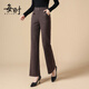 每時(shí)羊毛呢喇叭褲女春秋新款休閑褲女顯瘦人字紋褲子女7819咖啡4XL