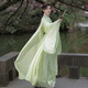 原創(chuàng  )【青云】唐制漢服繡花圓領(lǐng)袍綠色男女款春夏古風(fēng)仙氣飄逸套裝 四件套（斗篷 圓領(lǐng)袍 里衣宮絳） M