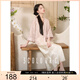 三彩【落花微雨】2025夏季新款新中式外套盤扣七分袖開(kāi)衫寬松C