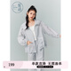 紫涵（ZIHAN）紫涵輕薄透氣長袖外套女秋季運動休閑風寬松連帽拉鏈上衣 藍底印花 M