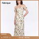 Fabrique【郁花園】5A級(jí)桑蠶絲落肩兩穿印花連衣裙女2024夏季新款 草綠 S